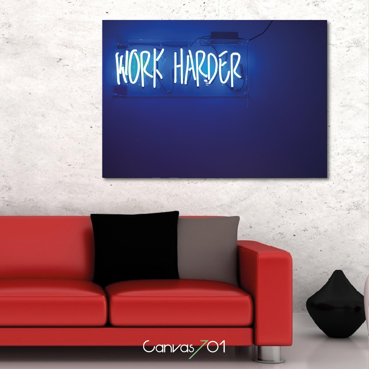 Market701 | Work Harder Neon Kanvas Tablo 