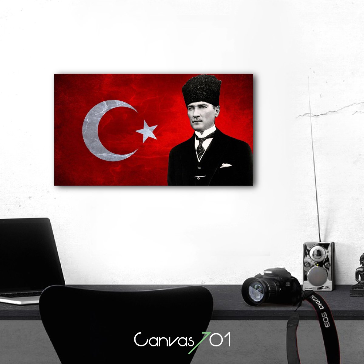 Market701 | Türk Bayrağı ve Atatürk Kanvas Tablo