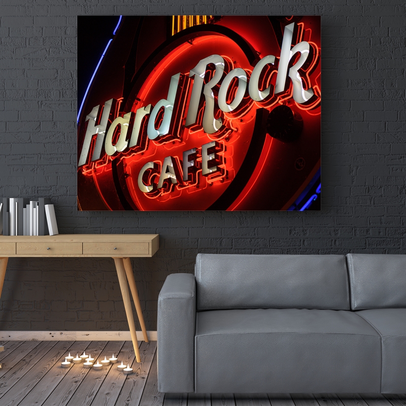 Canvas701 | Çok Satan Kanvas Tablo - Neon Harflerle Yazılmış Hard Rock Cafe Kanvas Tablo