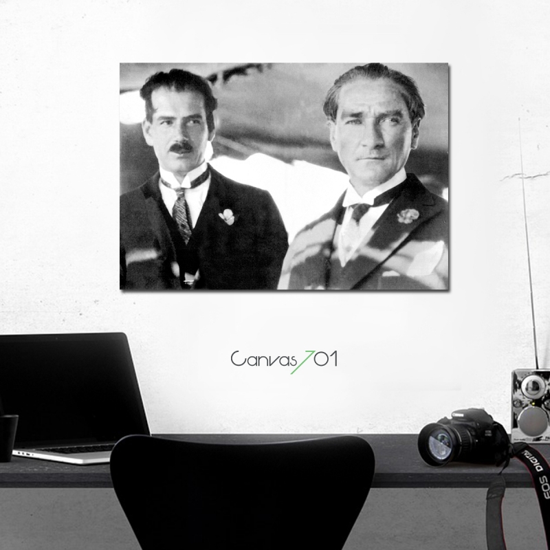 Canvas701 | Çok Satan Kanvas Tablo - Siyah Beyaz Mustafa Kemal Atatürk Kanvas Tablo