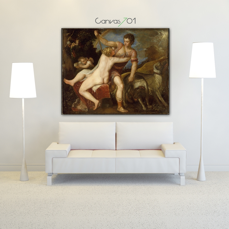 Canvas701 | Çok Satan Kanvas Tablo - Venüs ve Adonis, Tiziano Vecellio Kanvas Tablo