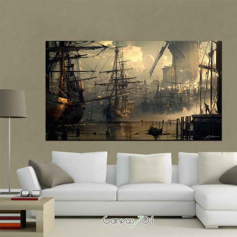 Canvas701 | Yağlı Boya Yelkenli Gemiler Kanvas Tablo 