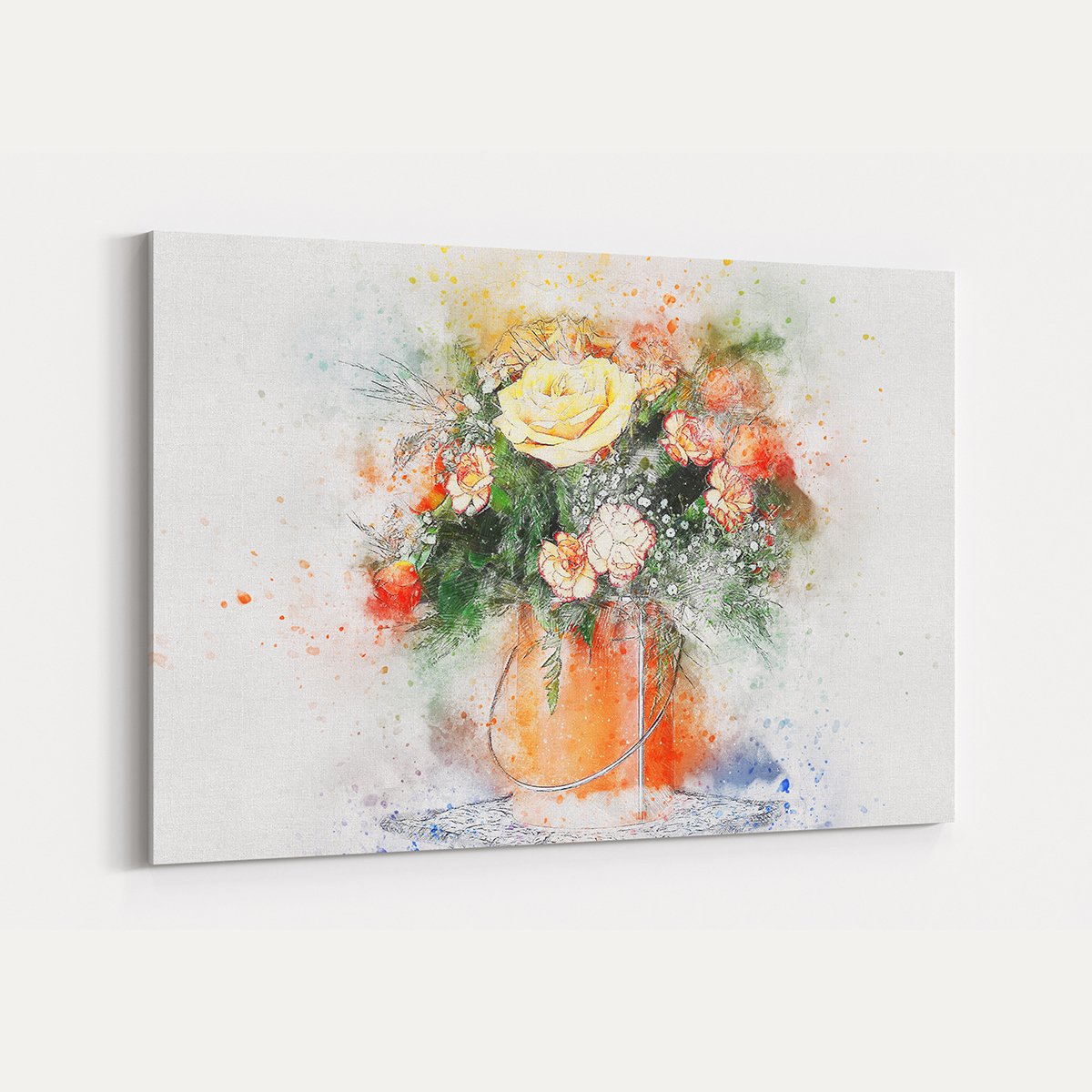 Canvas701 | Renkli Çiçekler Vazoda Kanvas Tablo - 