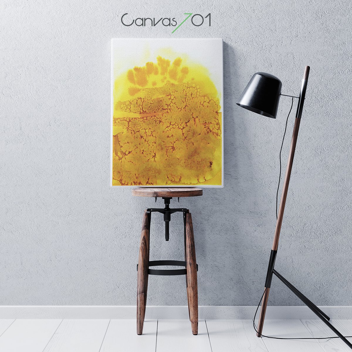 Canvas701 | Sarı Sulu Boya Görünümlü Kanvas Tablo 