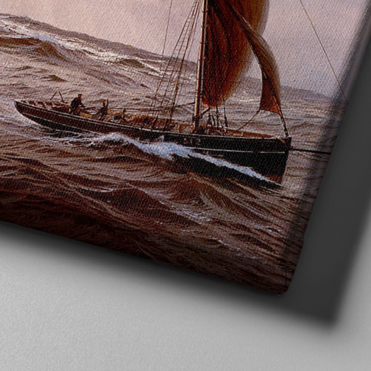 Canvas701 | Yağlı Boya Görünümlü Okyanusta Yelkenli Kanvas Tablo - 