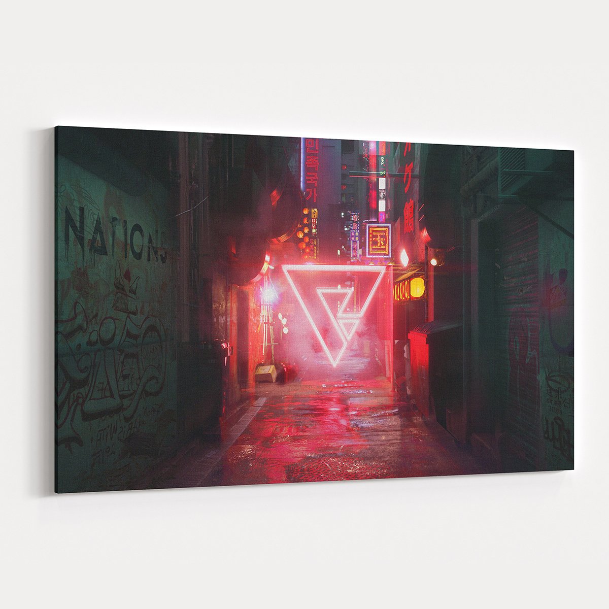 Canvas701 | Neon Üçgen Kanvas Tablo - 