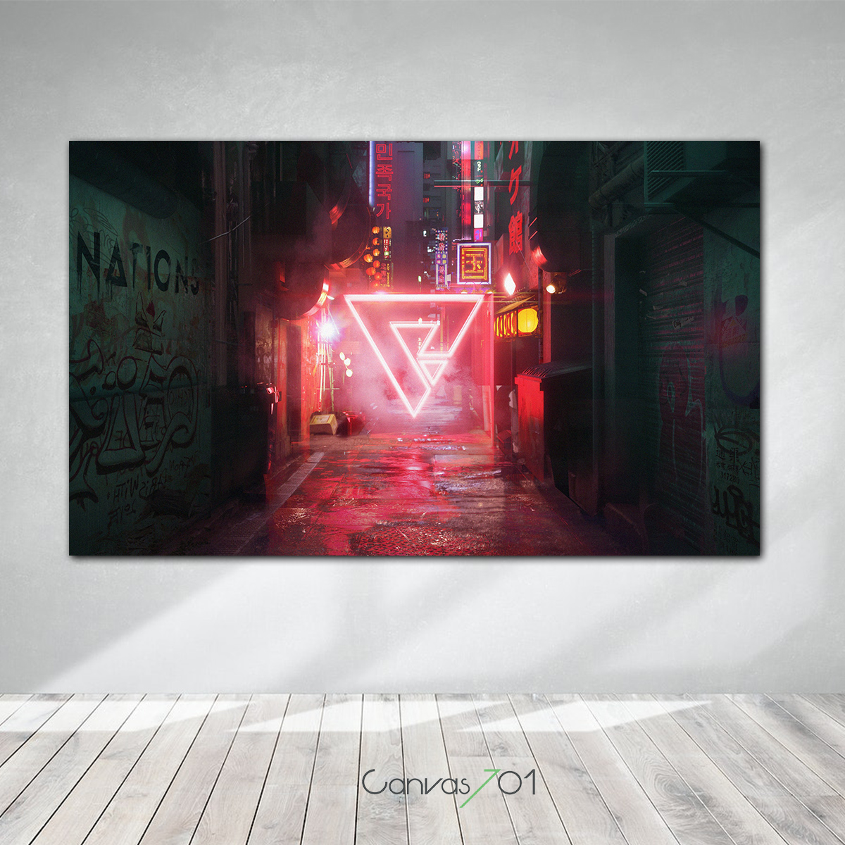 Canvas701 | Çok Satan Kanvas Tablo - Neon Üçgen Kanvas Tablo