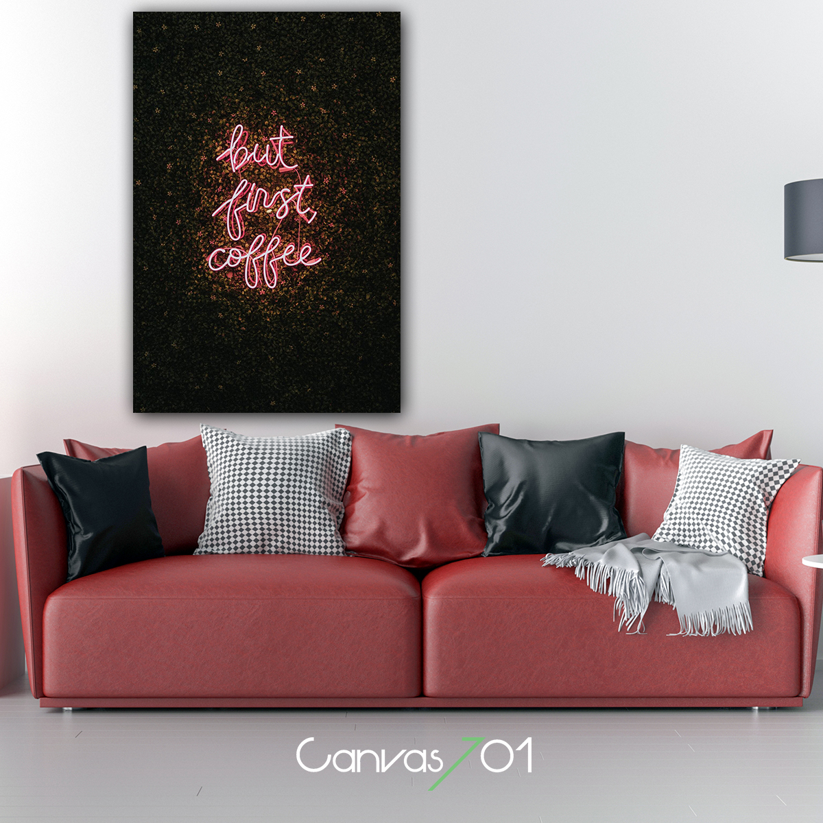 Canvas701 | Çok Satan Kanvas Tablo - But First Coffee Neon Harfler Kanvas Tablo