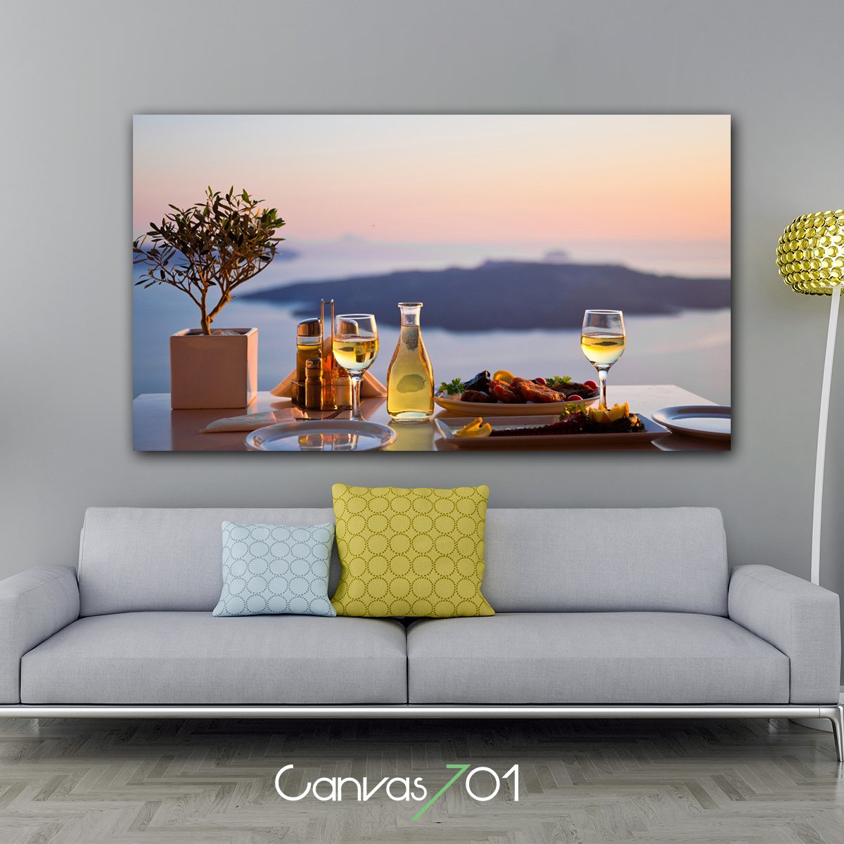 Canvas701 | Santorini'de Akşam Yemeği Kanvas Tablo