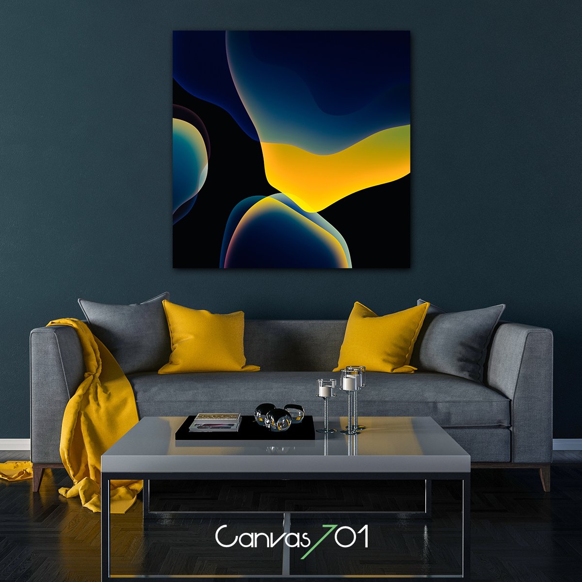 Canvas701 | Lacivert ve Sarının Birleşimi Kanvas Tablo