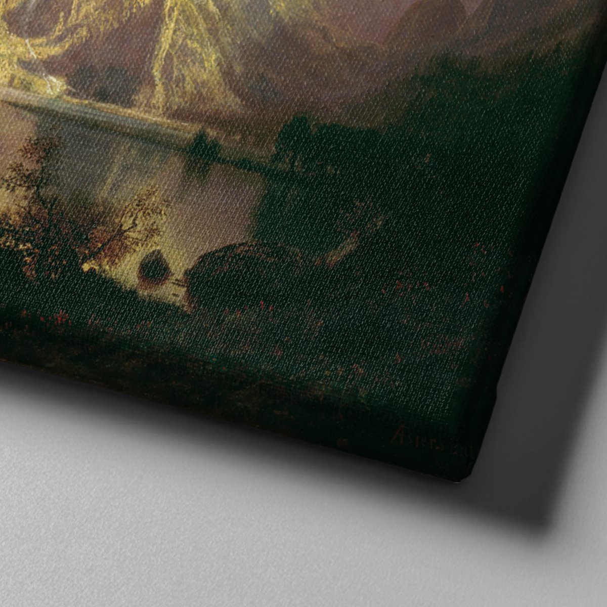 Canvas701 | Yağlı Boya Görünümlü Sakin Bir Göl Manzarası Kanvas Tablo - 