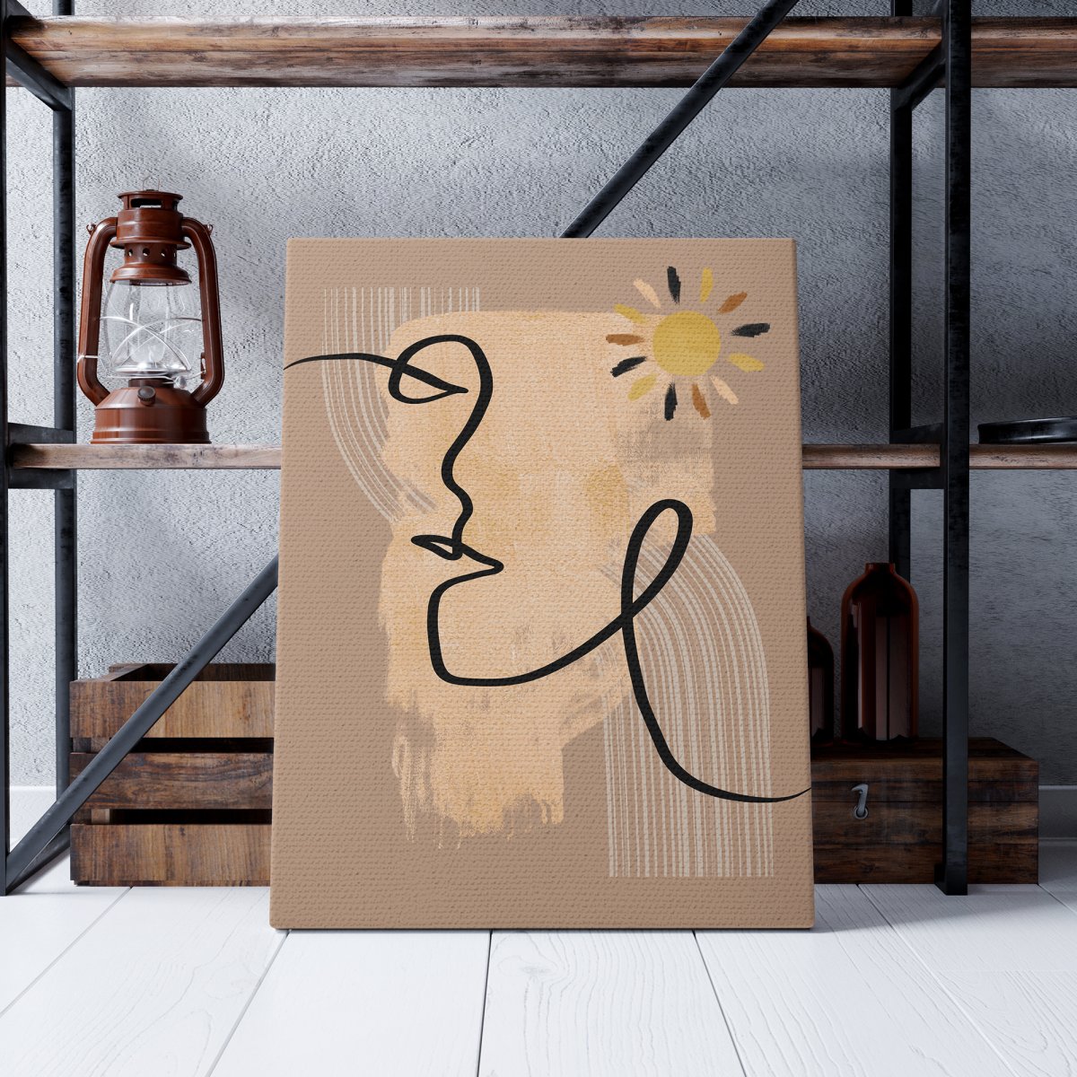 Market701 | Güneş ve Kadın Çizim Kanvas Tablo