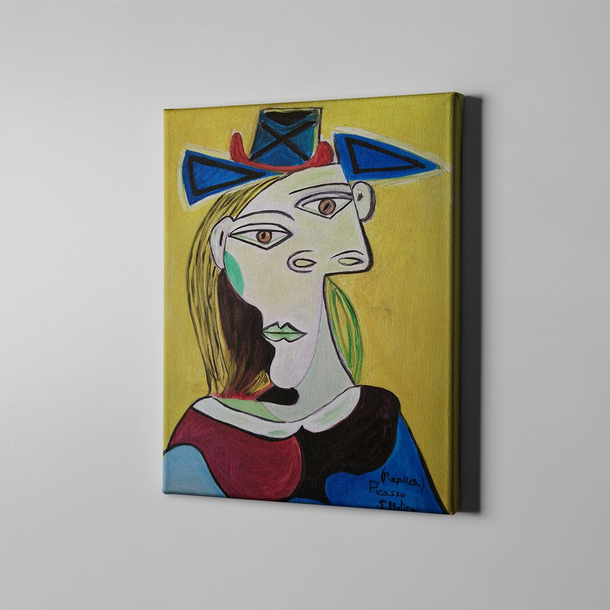 Market701 | Picasso Mavi Şapkalı Kadın Kanvas Tablo - 