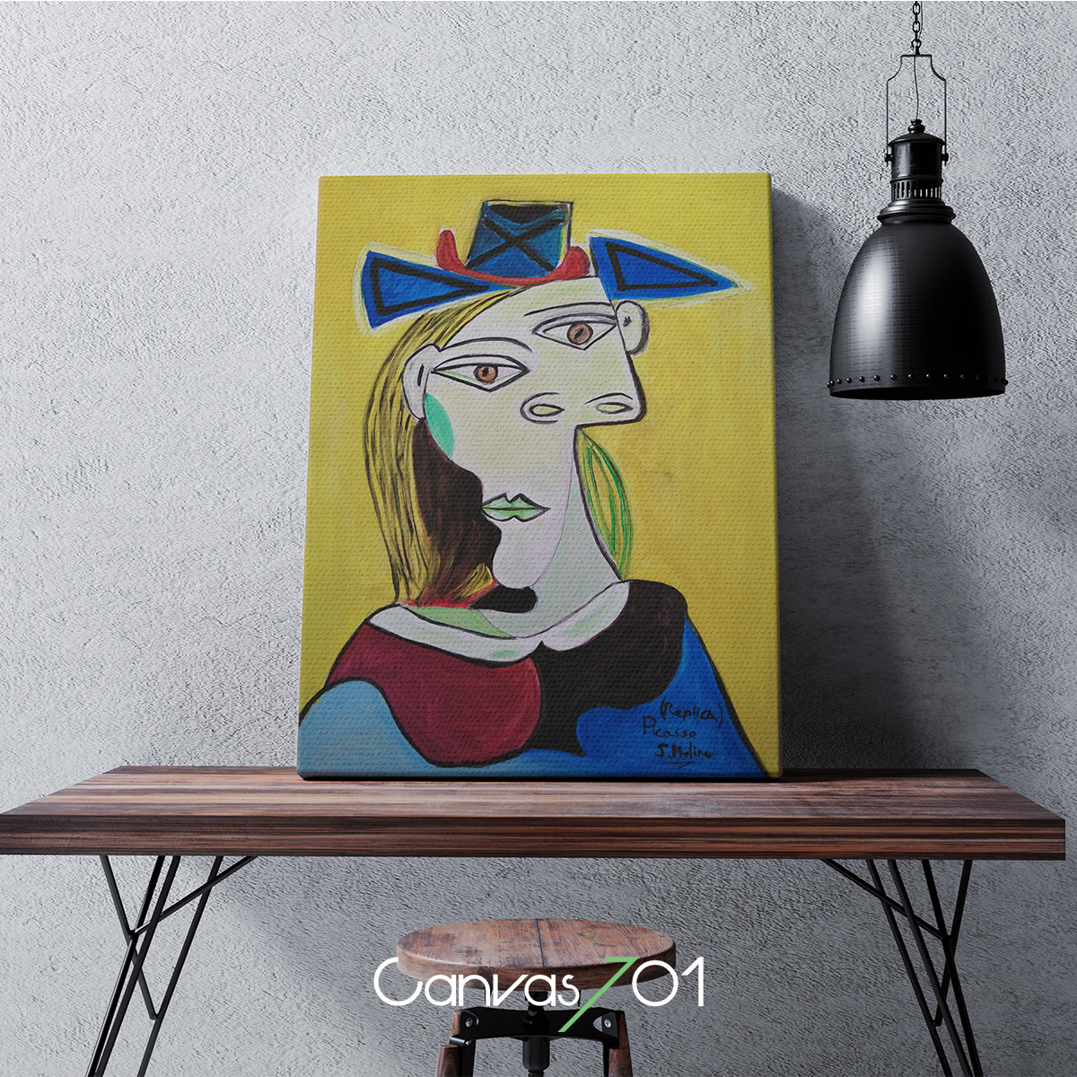 Canvas701 | Çok Satan Kanvas Tablo - Picasso Mavi Şapkalı Kadın Kanvas Tablo