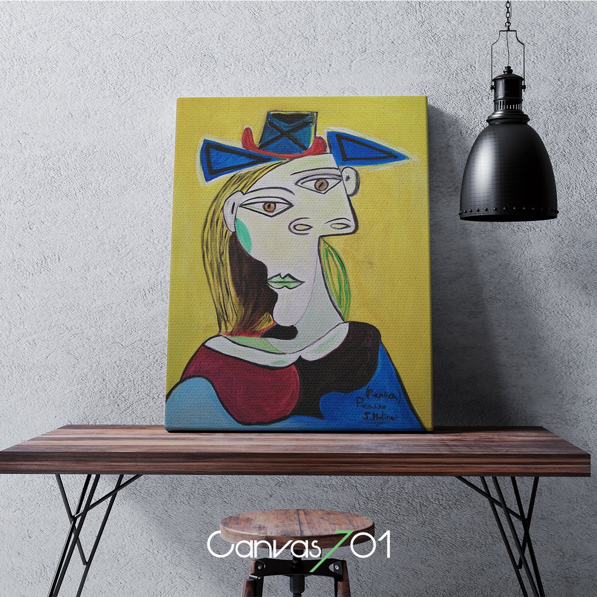 Market701 | Picasso Mavi Şapkalı Kadın Kanvas Tablo